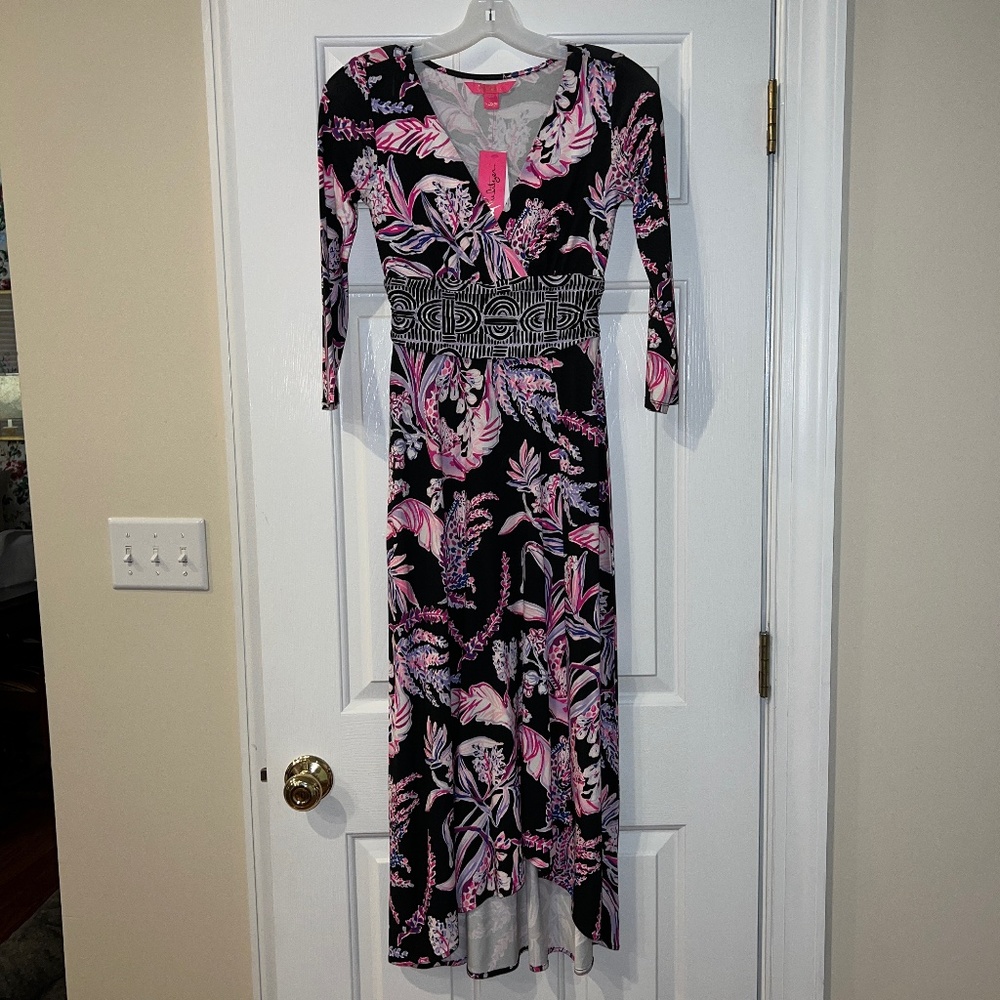 NWT Lilly Pulitzer Fleuris Midi Dress Onyx Wild Within size XXS